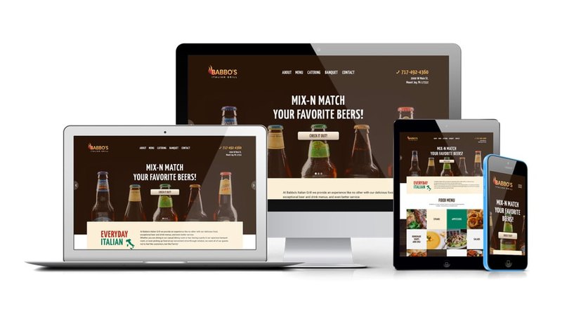 Web design of Babbo's Italian Grill adapted for other devices